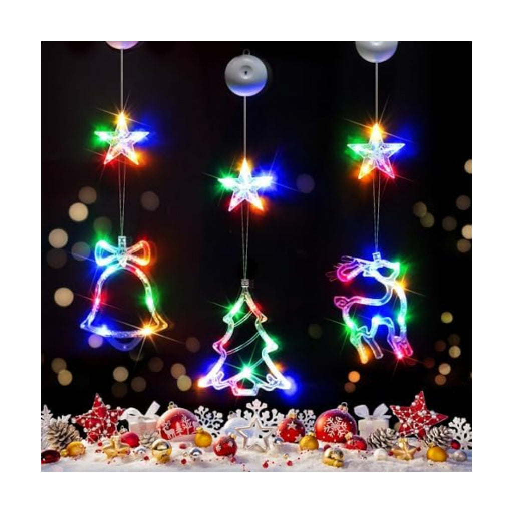 suddus Christmas Window Lights Decoration, Tree,Jingle Bell&Deer Multicolor