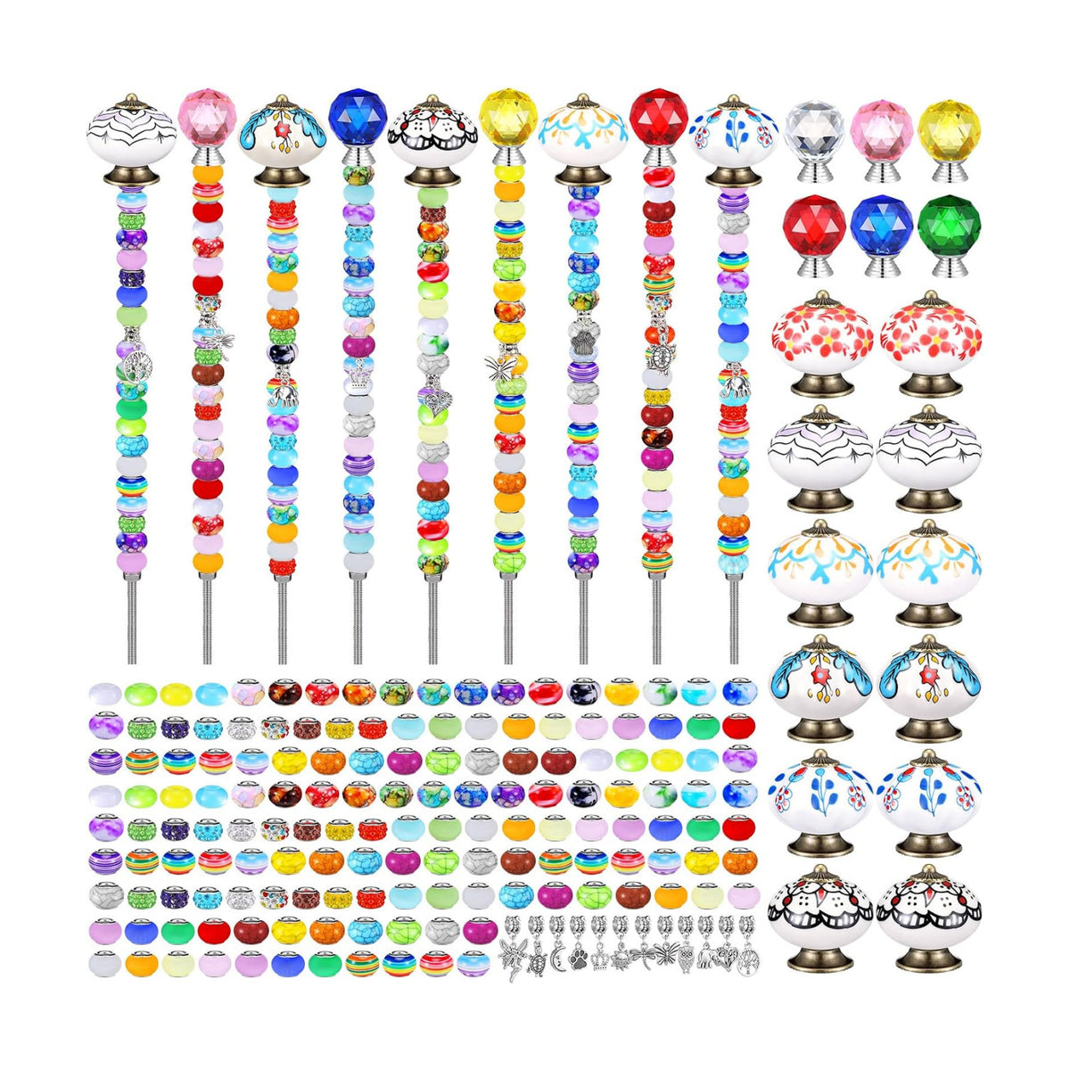 Hicarer 248 Pcs Fall DIY Fairy Wand Beaded Stakes Kit for Garden Craft