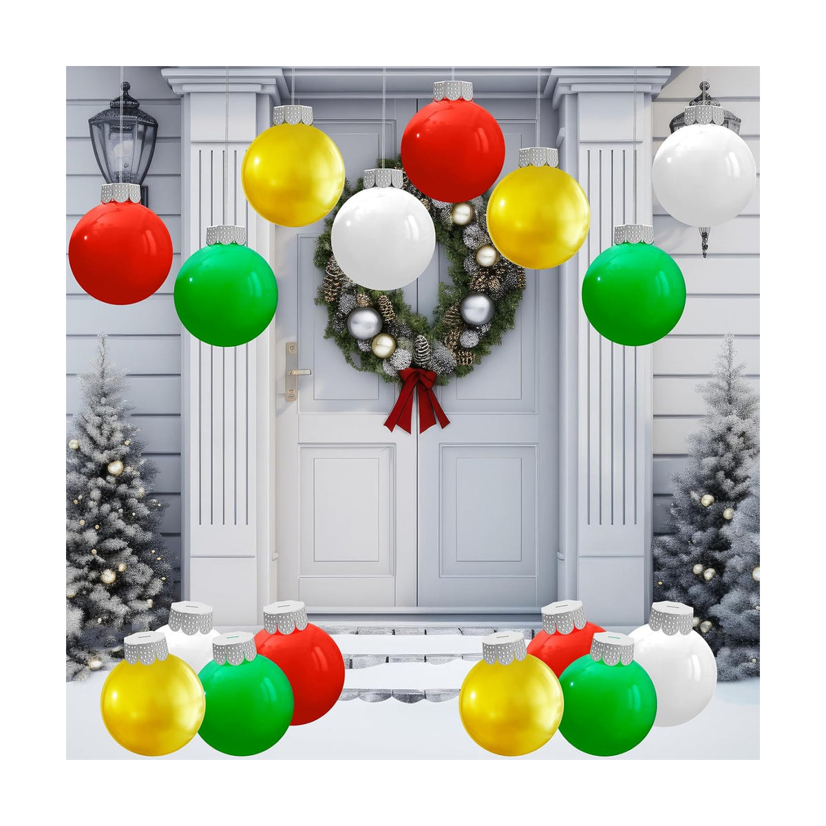 Inflatable Christmas Ornaments, 9 Inch Christmas Balls Outdoor Decor