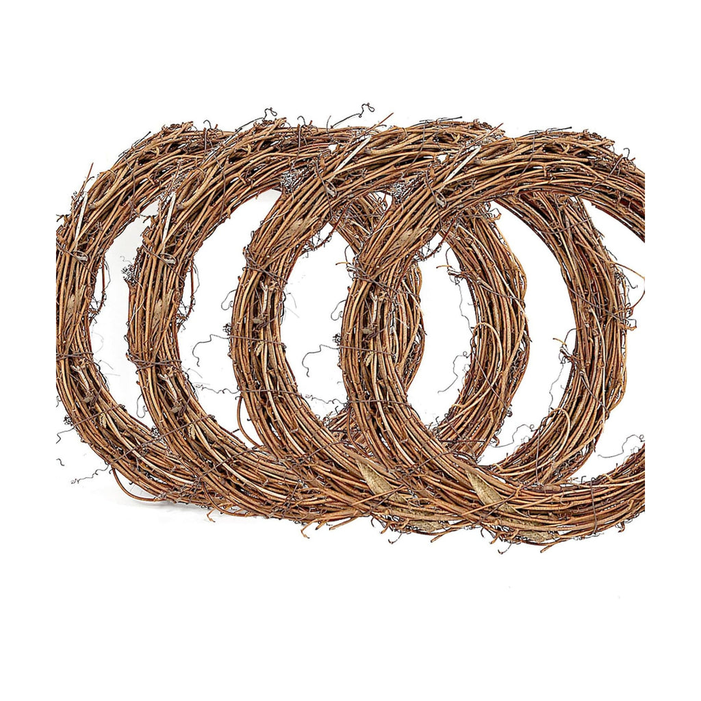 18Inch Grapevine Wreath, 4pcs Rattan Branch Plaim Wreath for Crafts