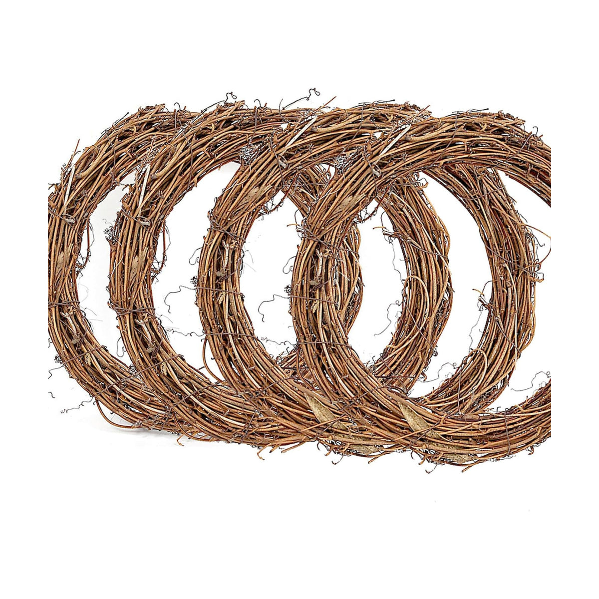 18Inch Grapevine Wreath, 4pcs Rattan Branch Plaim Wreath for Crafts