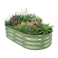 Galvanized Raised Garden Bed Outdoor, 4x2x1ft, Olive Green | Outdoor Oval Metal Garden Planter Box, Bottomless, Safety