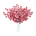 Feitore 30 Pack Snow Frosted Red Berry Stems 8.9" Holly Frosted Berry Picks Snowy Artificial Red Berries for Christmas Tree Filler Picks and Sprays Holiday DIY Crafts Christmas Decor