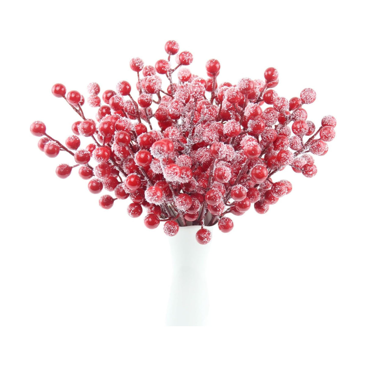 Feitore 30 Pack Snow Frosted Red Berry Stems 8.9" Holly Frosted Berry Picks Snowy Artificial Red Berries for Christmas Tree Filler Picks and Sprays Holiday DIY Crafts Christmas Decor