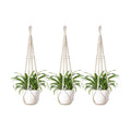 Mkono Macrame Plant Hanger Indoor 35 Inch Hanging Planter Basket Ivory 3Pcs