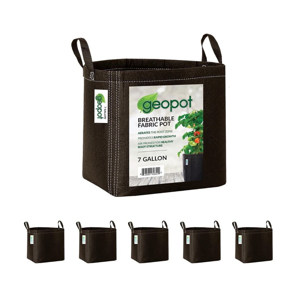 7 Gallon Fabric Grow Bags with Handles - 5-Pack - Black - Indoor/Outdoor - Aerated Fabric Pots for Vegetables, Herbs