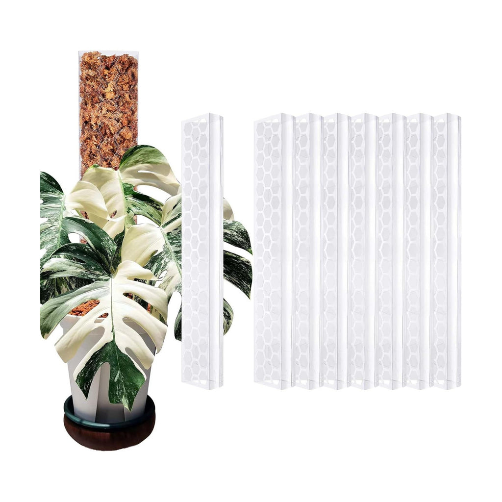 8 Pack 17 Inch Plastic Moss Pole for Monstera | Stackable Plant Support for Indoor Climbing Plants, Durable Plant Stake
