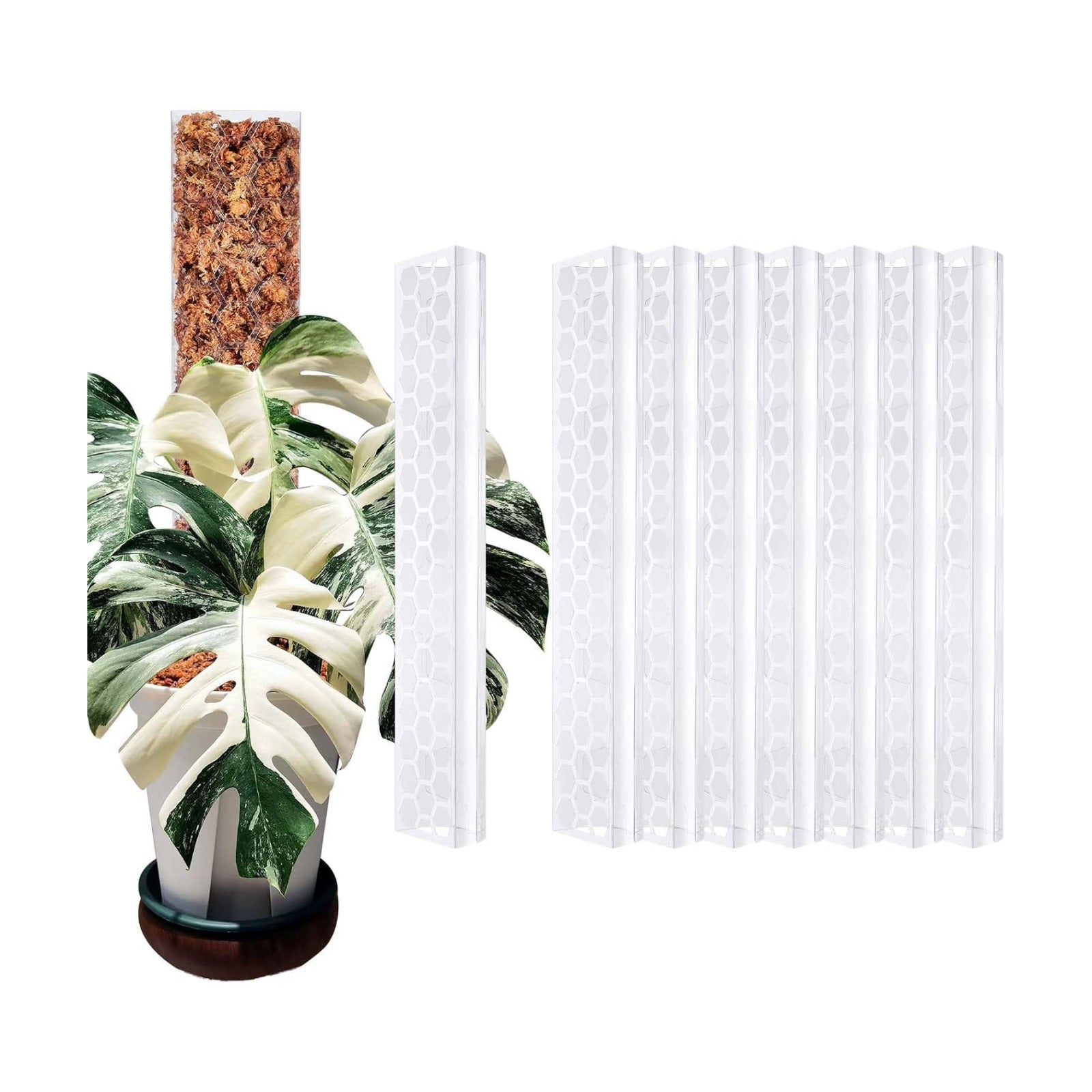 8 Pack 17 Inch Plastic Moss Pole for Monstera | Stackable Plant Support for Indoor Climbing Plants, Durable Plant Stake