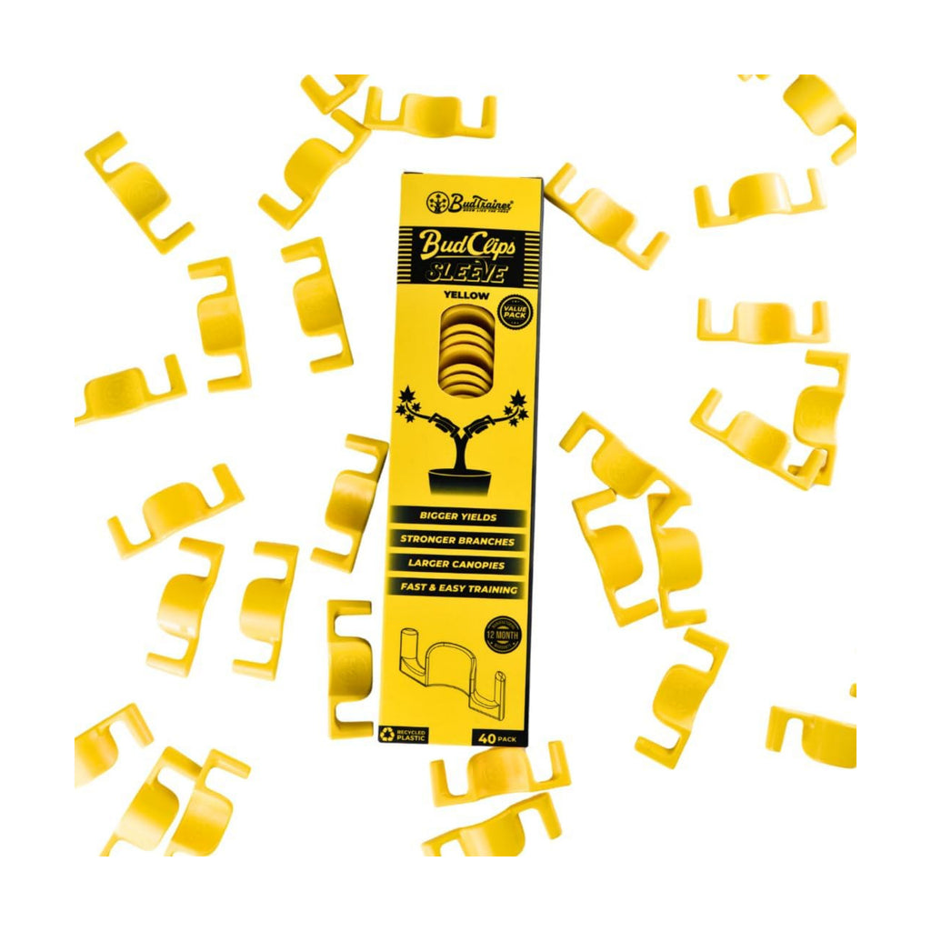 BudTrainer BudClips for Low Stress Plant Training, Yellow, 40-Pack | Universal LST Clips to Bend Or Train Stems