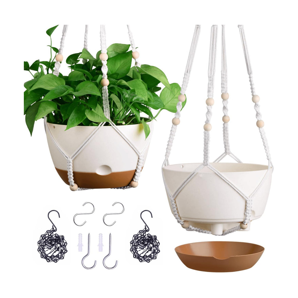 Set of 2-10 Inch Hanging Planters for Indoor Plants with Self-Watering Includes Hanging Pots for Plants, Outdoor