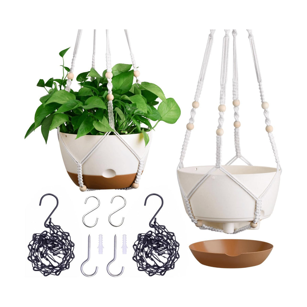montresor Set of 2-8 Inch Hanging Planters for Indoor Plants with Self-Watering Includes Hanging Pots for Plants