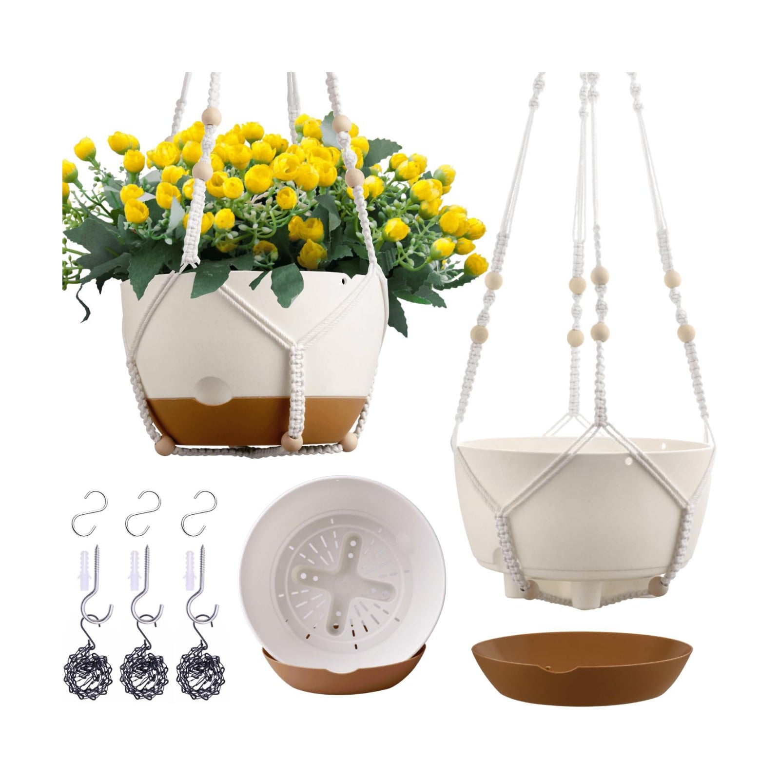 3 Pack 8/10/12 Inch Hanging Planters for Indoor Plants with Self-Watering Includes Hanging Pots for Plants, Outdoor
