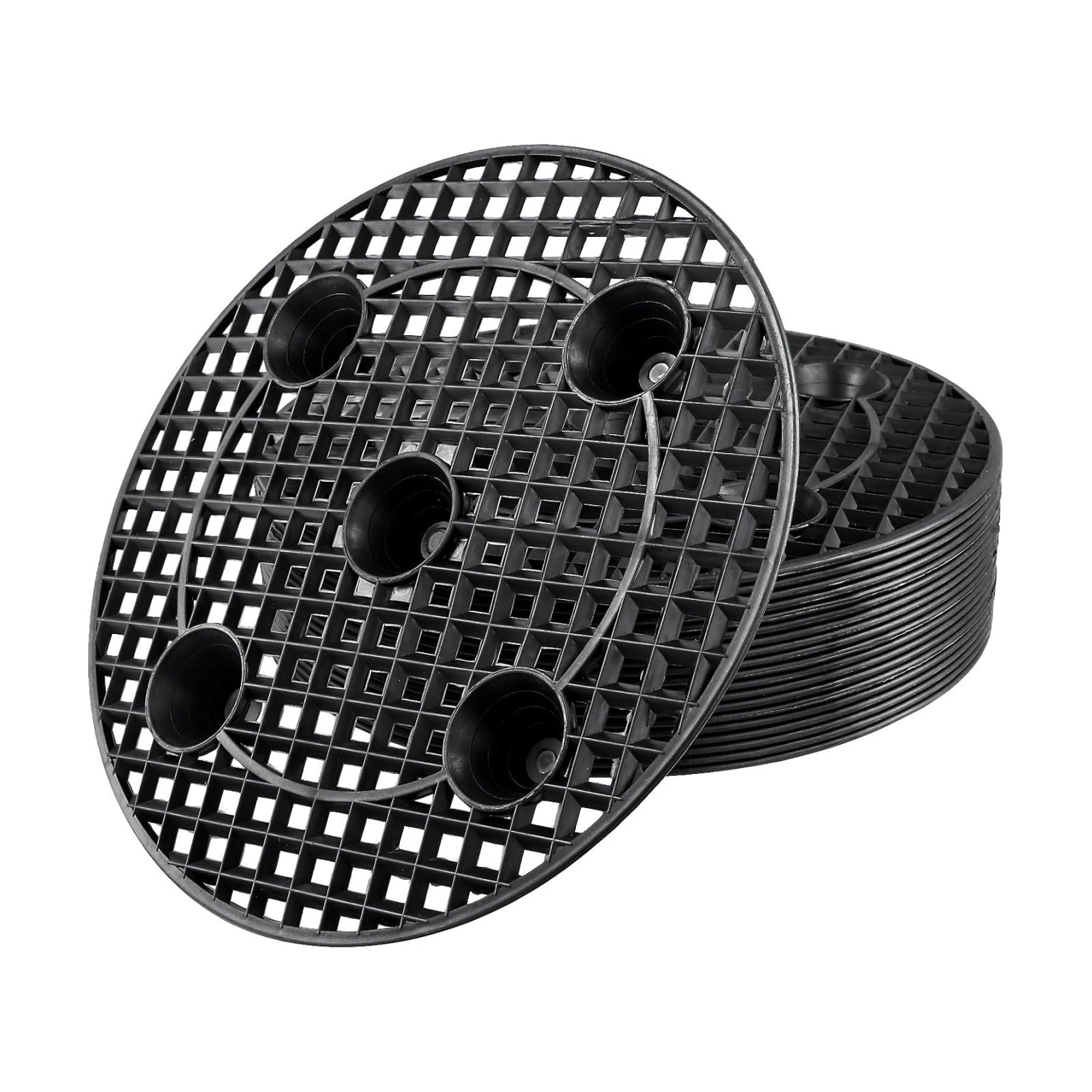 20 PCS 12 Inch Black Plant Level Pot Elevator, Plastic Plant Risers, Round Flower Pot Holder for Indoor Outdoor Gardens