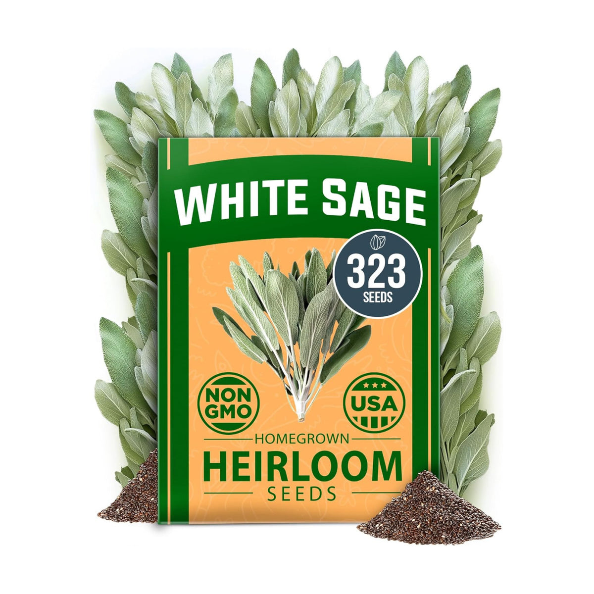 HOME GROWN White Sage Seeds, 323 Seeds, Salvia apiana