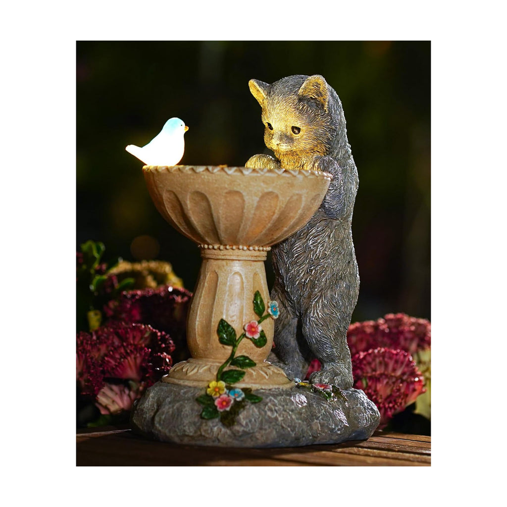 Solar Cat Statue for Garden Decor: IP44 Weatherproof Resin with Automatic Lighting - No Installation- Outdoor Yard