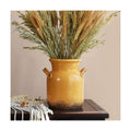Quoowiit Ceramic Rustic Farmhouse Vase, Distressed Decorative Flower Vases for Home Decor, Ideal Shelf Decor, Yellow Boho Vase for Living Room Bedroom Kitchen Office Centerpiece Table Decorations