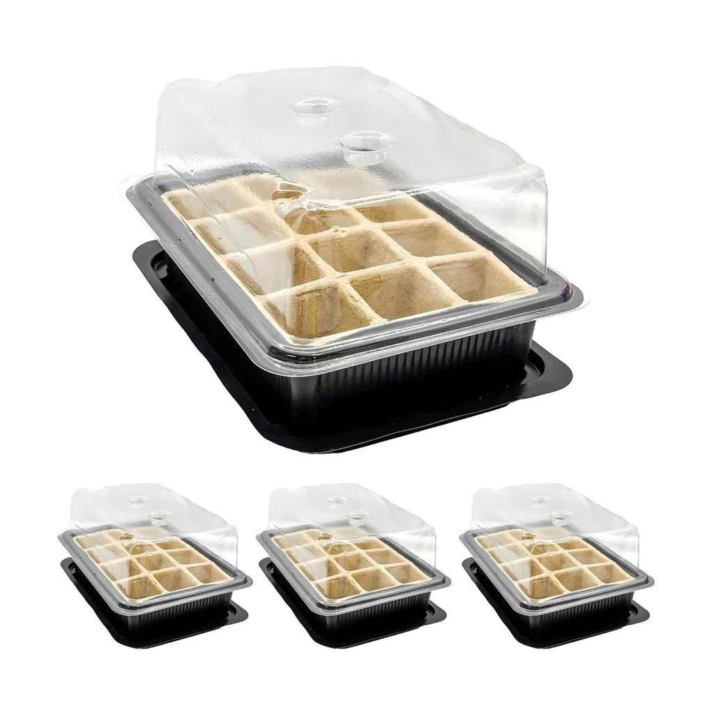 Seed Starter Trays, 12-Cell Kit with Humidity Dome, Reusable Seedling Germinating Plant Trays, 8 x 6 inches (3)