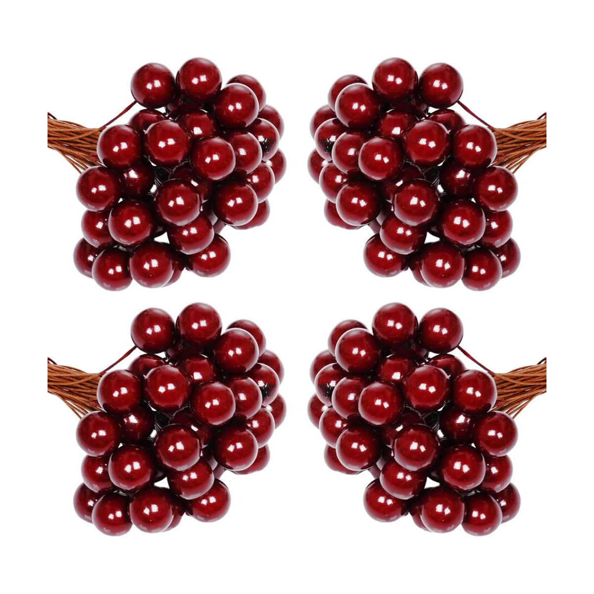Lystaii 200pcs Artificial Holly Berries Mini 10 mm Christmas Fake Berries with Wire Stems Artificial Berry Fake Berry Stems Picks for Christmas Tree Decorations Wreath Wedding Party Decor (Wine Red)