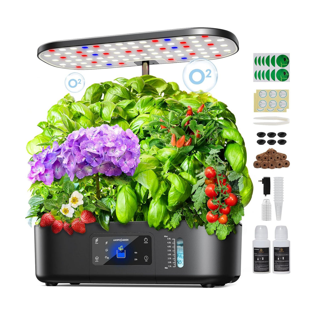 Hydroponics Growing System Kit: 12 Pods with LCD Control Panel | Indoor Herb Garden with Grow Light, Planting Height Up