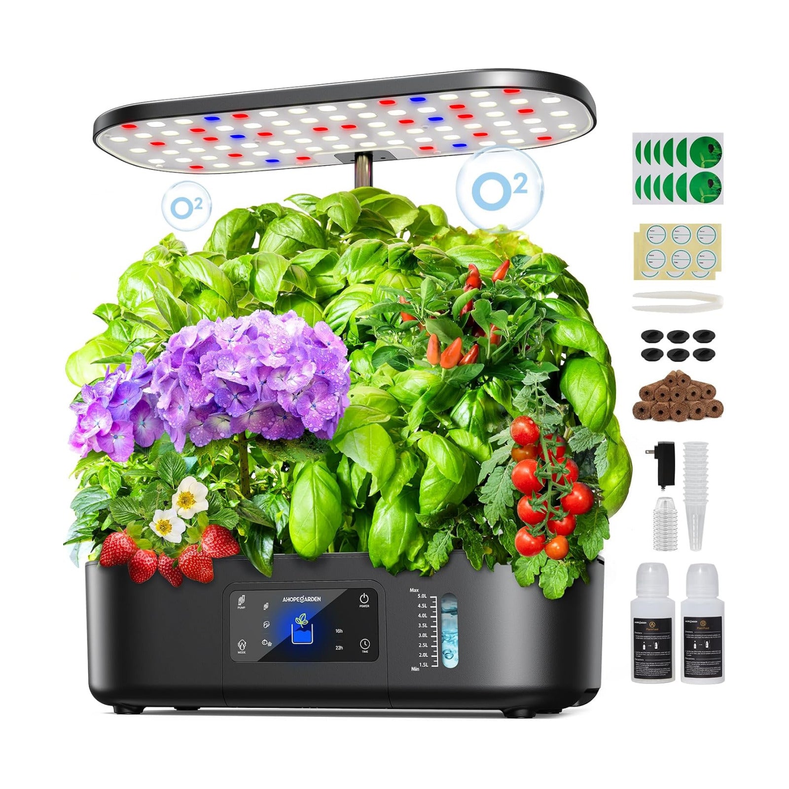 Hydroponics Growing System Kit: 12 Pods with LCD Control Panel | Indoor Herb Garden with Grow Light, Planting Height Up