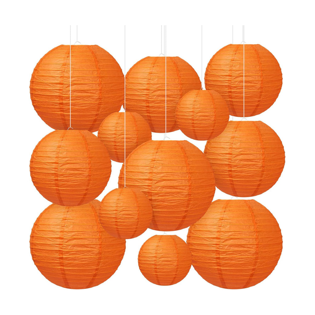 Orange Paper Lanterns, 12Pcs 6-10 Inch Round Hanging Party Decorations