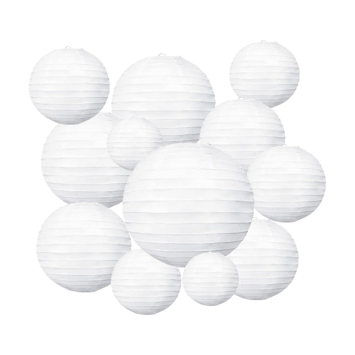 20Pcs White Paper Lanterns for Parties, 4” 6” 8” 10” 12” Chinese Asian Hanging Round Paper Lanterns for Birthday Wedding Halloween Christmas Home Decor Party Decor