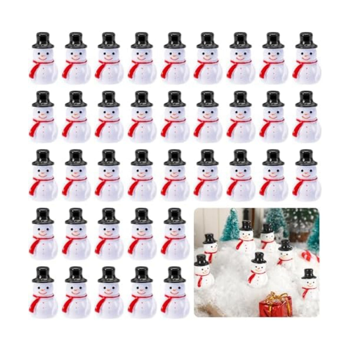 60 Pcs Mini Snowman Figurines Tiny Snowmen for Christmas Crafts