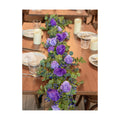 6FT Artificial Eucalyptus Flower Garland with Purple Roses & Baby's Breath