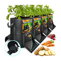4PCS 15-Gallon Potato Grow Bag-Harvest & Visible Window Garden Planting Bag | Black Plant Grow Bag with Reinforced