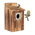 2 Pack Bird Houses for Outside with Metal Predator Guard for Bluebird Wren Swallow Finch, Carbonized Wooden Nesting