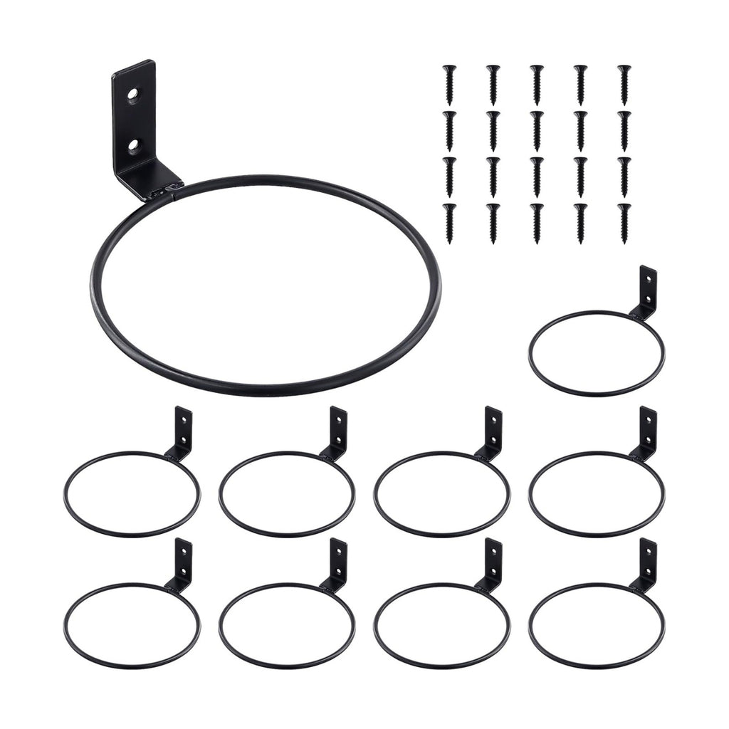 10 PCS 6 Inch Black Plant Pot Holders Rings, Wall Mount Flower Pot Brackets with Screws, Round Flowerpot Iron Rings