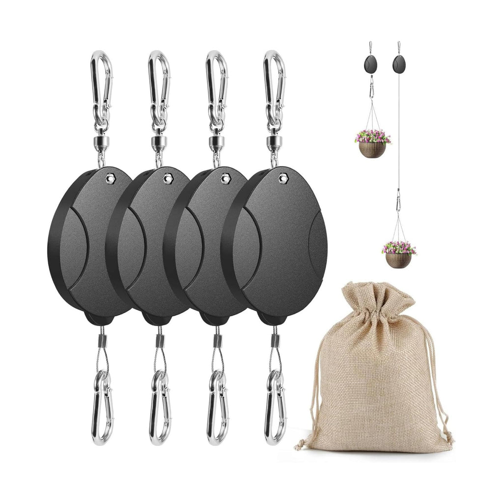 2025 Upgraded Retractable Plant Hanger 4PCS - Heavy Duty Plant Pulleys for Hanging Plants, Outdoor Adjustable Hooks