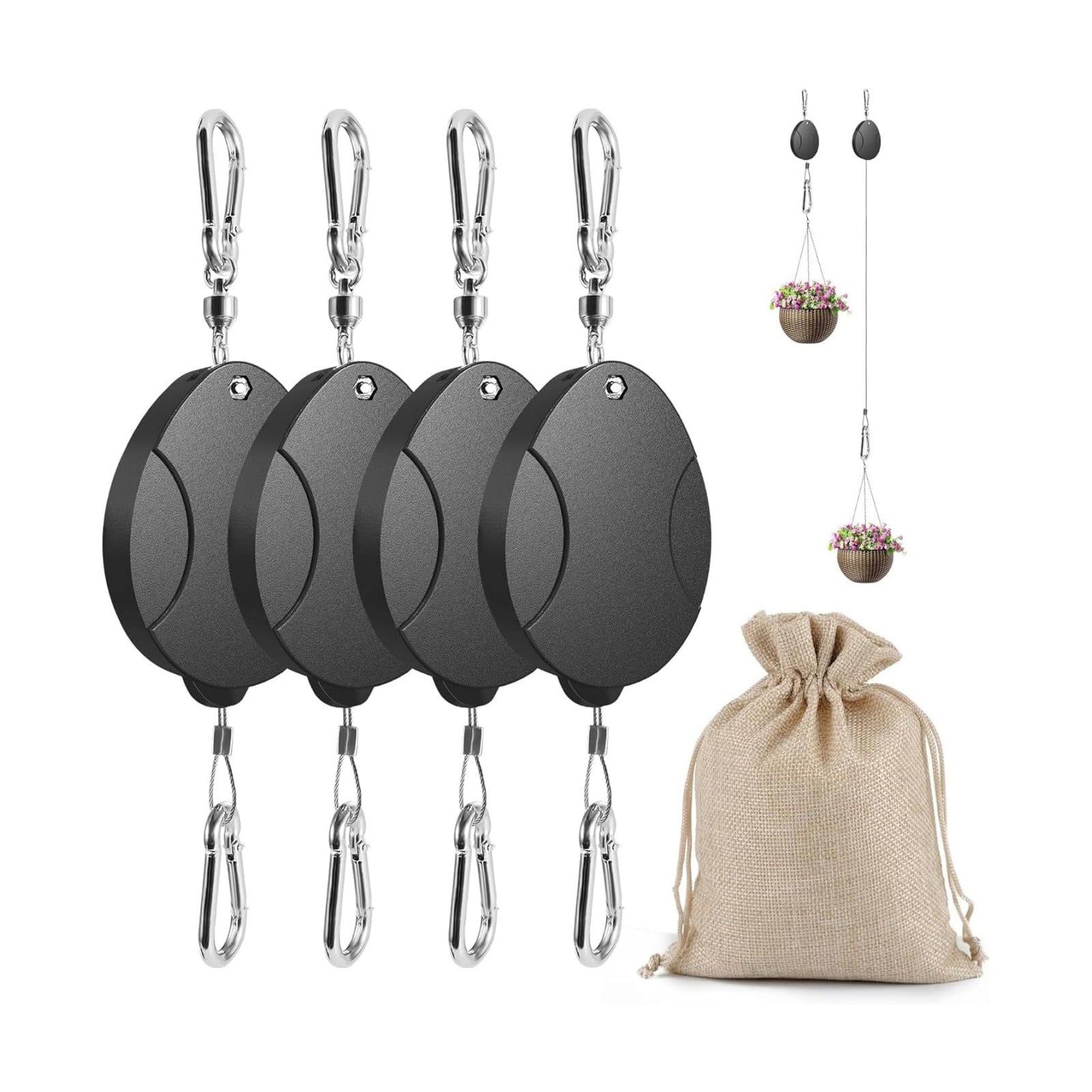 2025 Upgraded Retractable Plant Hanger 4PCS - Heavy Duty Plant Pulleys for Hanging Plants, Outdoor Adjustable Hooks
