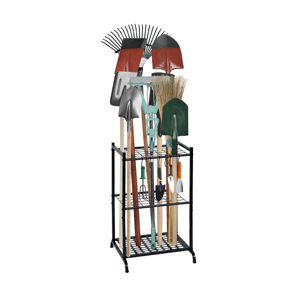 RANXFLOAT Garden Tool Organizer with Storage Hooks, Yard Tool Tower Rack for Garage Organization and Storage, Up to 35