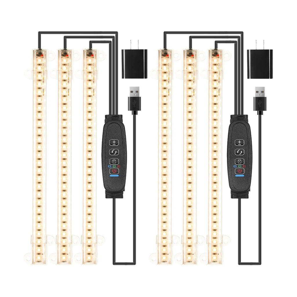 LED Grow Light Strips, Grow Lights for Indoor Plants Full Spectrum 3000K, Plant Light Bar with 3/9/12H Timer, 10