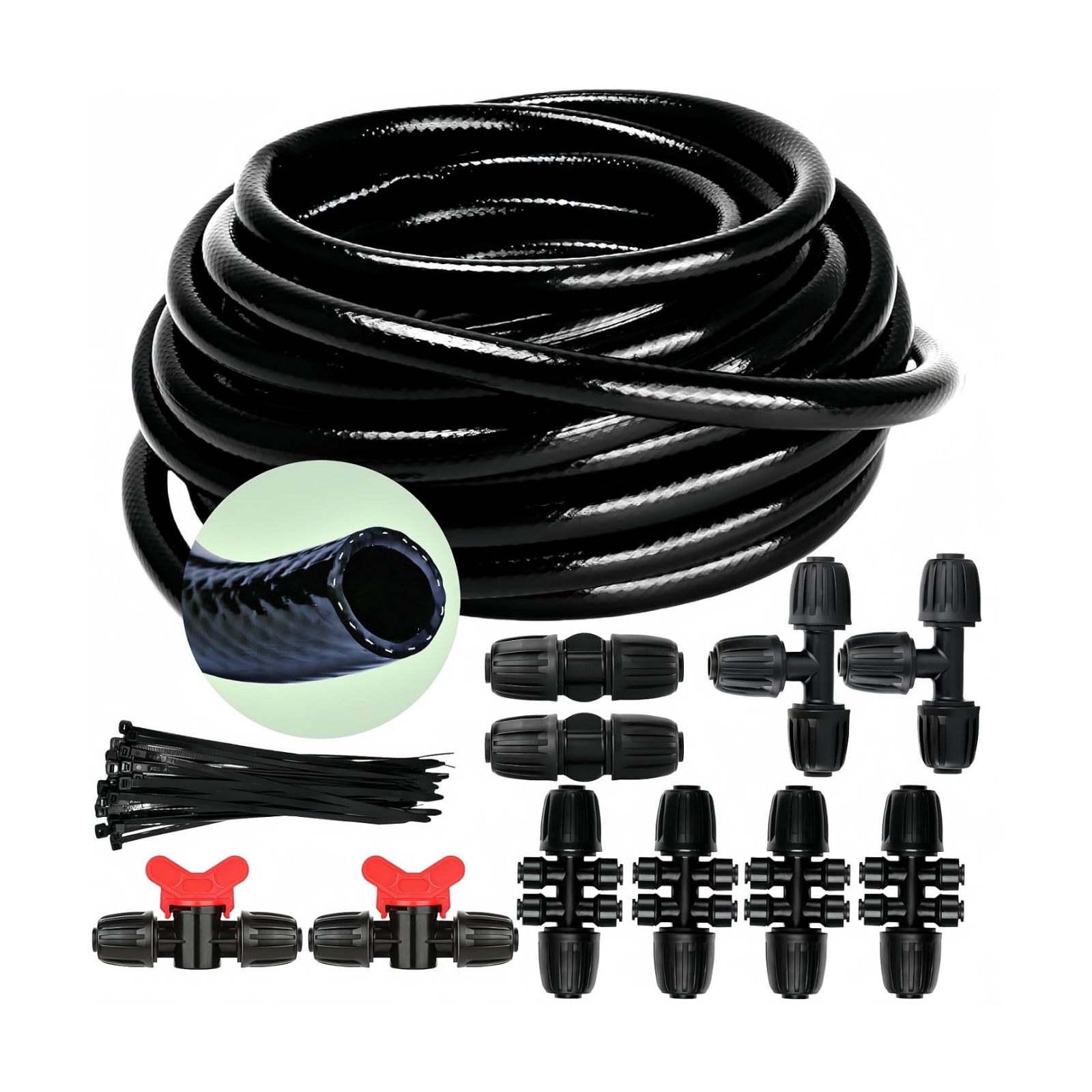 1/2in. Drip Irrigation Tubing - 50FT Drip Line Irrigation System Parts for Garden(Includes 1/2" Straight