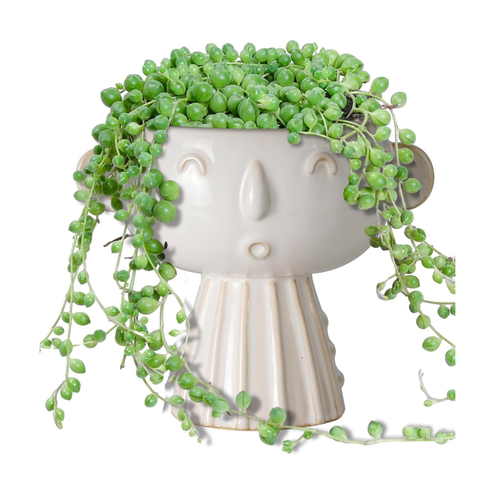 Face Planter Pot 7 Inch - Cute Ceramic Flower Head Planter for Indoor Outdoor Succulent Pot with Drainage Hole Flower