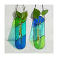Hewory Stained Glass Window Hanging: 2PCS Propagation Stations Blue & Green | Vibrant Stained glass Plant Propagation