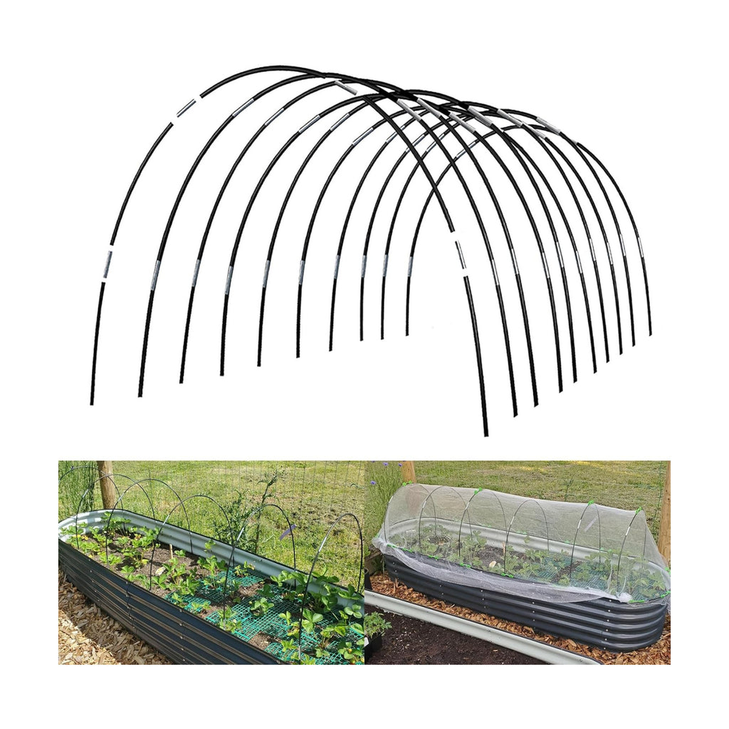 Greenhouse Hoops Grow Tunnel, 10 Sets 7FT Garden Hoops | Rust-Proof Fiberglass Frame for Raised Beds, Garden Netting