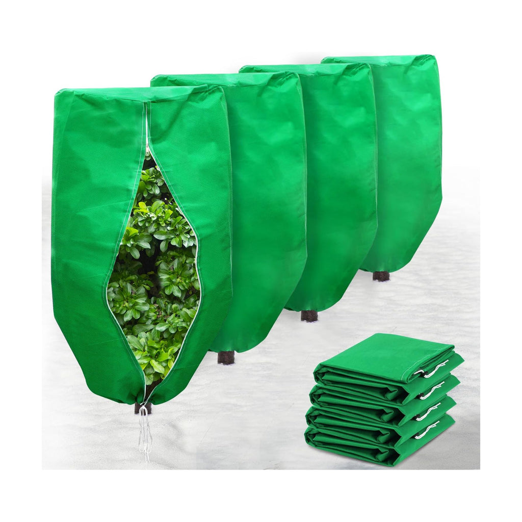 ERTIUANIO Plant Covers Freeze Protection 4 Packs 47" x32" Winter Rounded Top Frost Cloth Plant Covers Freeze Protection