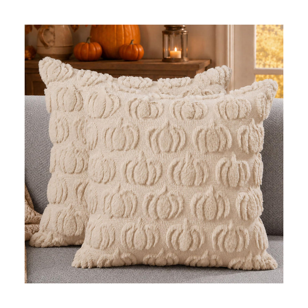 DFXSZ Fall Pillow Covers 26x26 2Pcs Beige Pumpkin Fall Decorations for Home