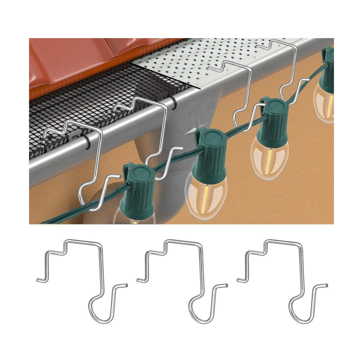Gutter Clips for Hanging Outdoor Lights, Stainless Steel Light Clips 100PCS