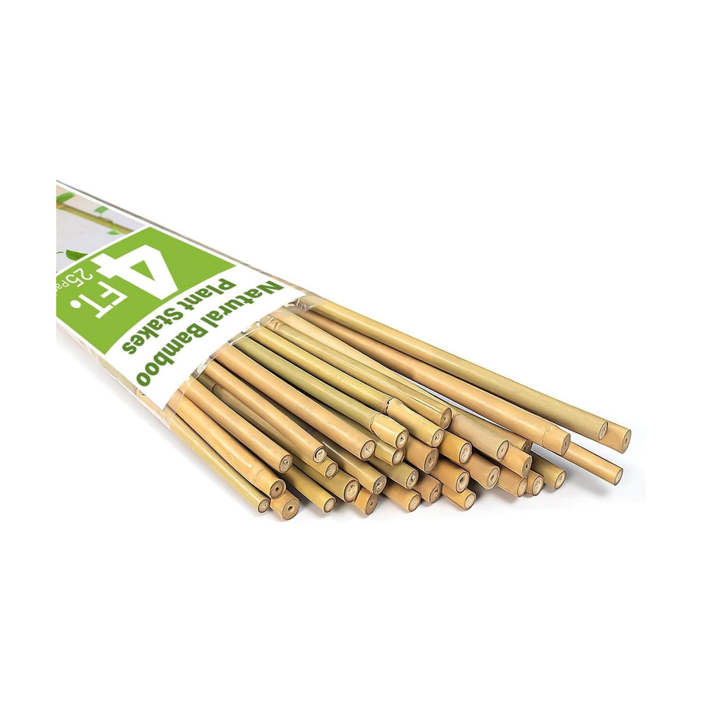 Natural Bamboo Poles, 4 Feet Bamboo Sticks for Plants, Wood Garden Stakes for Tomato, Bean, Flowers, Trees Potted and