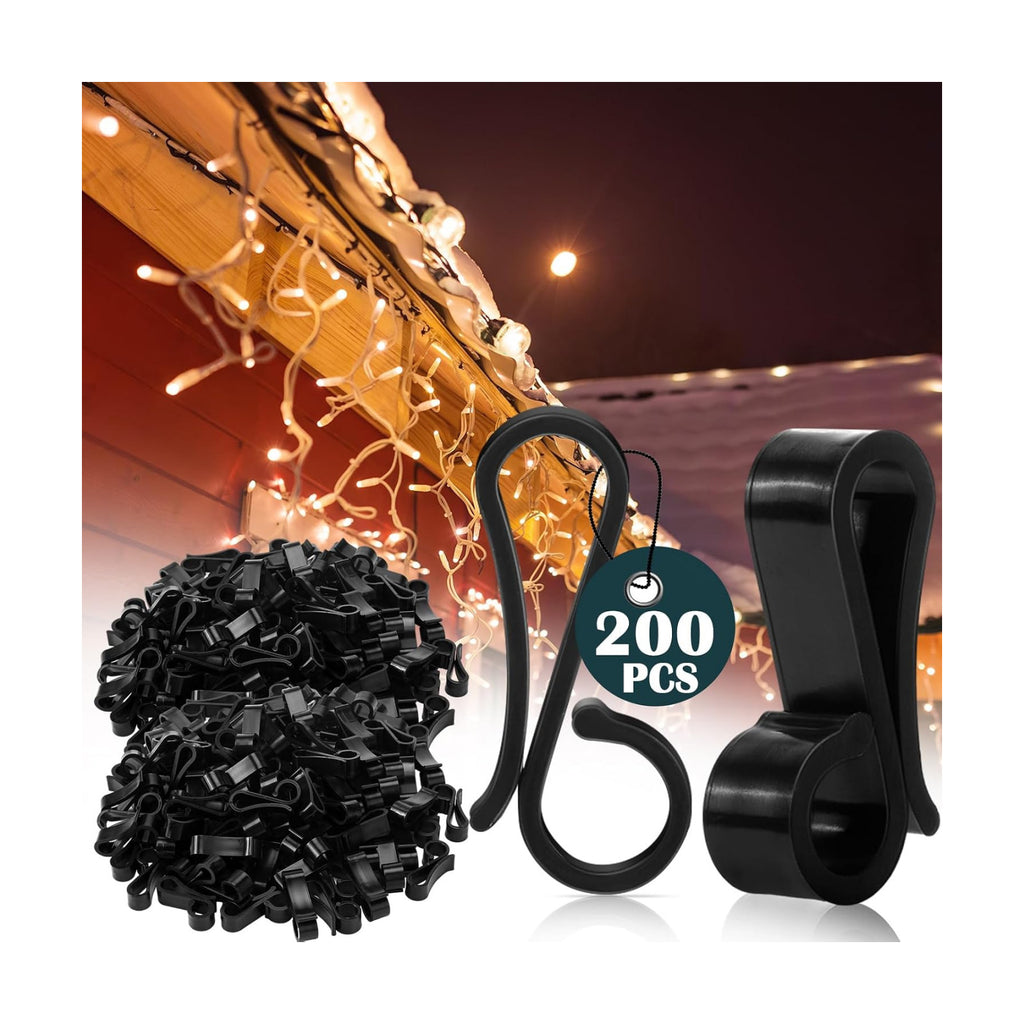 Namalu 200 Pcs Christmas Light Clip Outdoor Gutter Light Clip,Plastic,Black