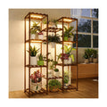 Bamworld Plant Stand with Grow Light Plant Shelf for Mutiple Pots Large Plant Holder for Living Room Patio Boho Home
