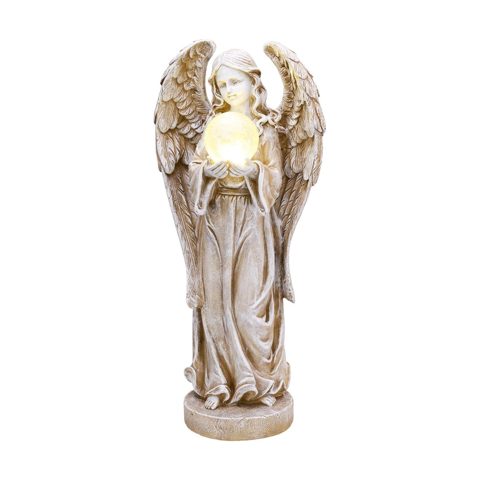 TERESA'S COLLECTIONS Large Angel Garden Statues with Solar Outdoor Light for Outdoor Decor, Fairy Figurine Resin with