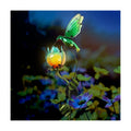 TERESA'S COLLECTIONS Glass Flower Bird Pathway Solar Outdoor Light for Garden Decor, 39'' Tulip and Hummingbird Metal