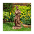 25" Saint Francis Statue with Bird Feeder, Outdoor Garden Decor | Hand Painted St. Francis with Animals Garden Statue