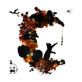 Halloween Wreath with Lights, Crescent Moon Cat Wreath for Door