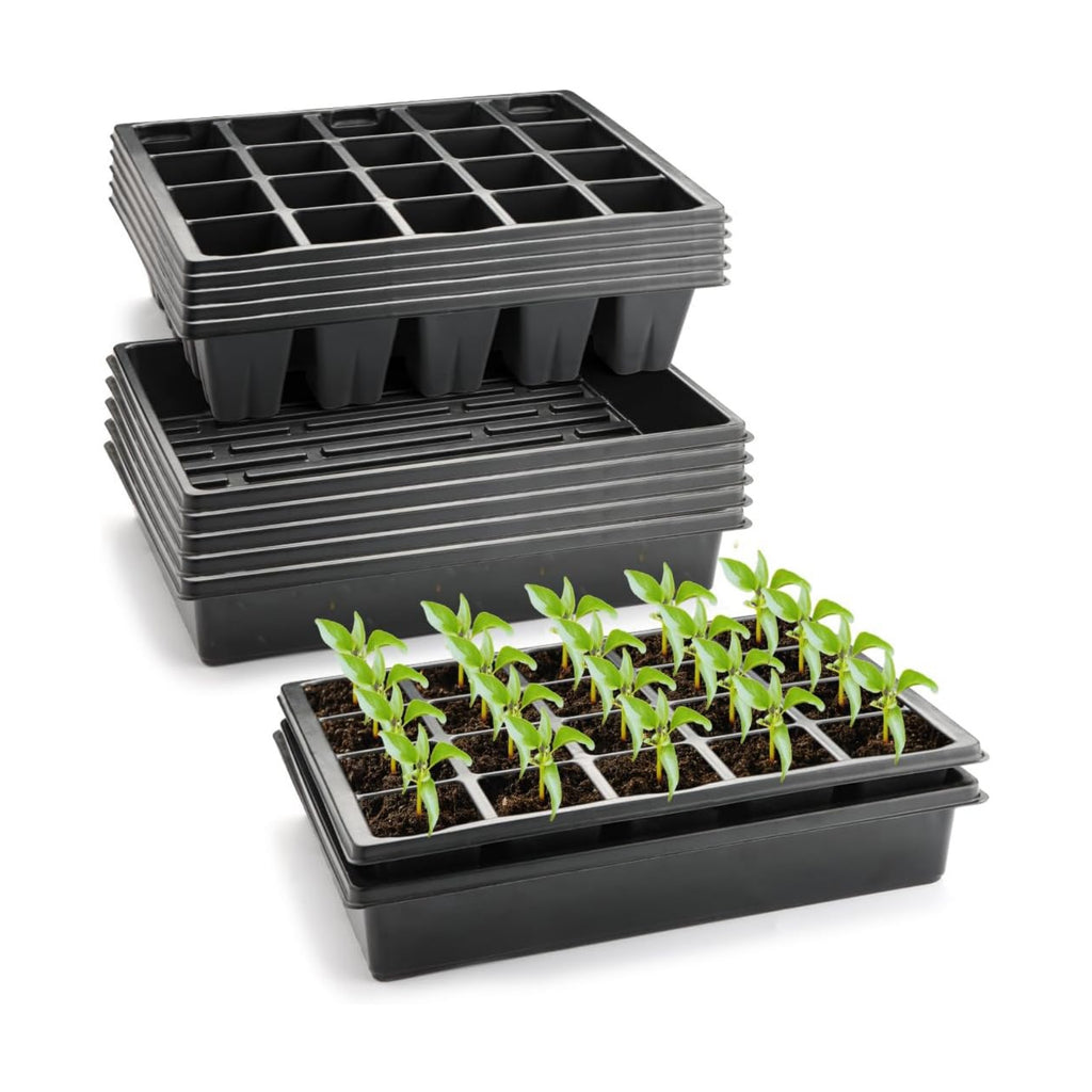RooTrimmer 2.5 inch Square Pots 3.5 inch Deep 20 Cell Seedling Trays with Water Collection Nursery Trays (15"x11"x3")